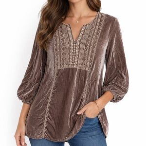J. Jill Velvet Blouse - Brown